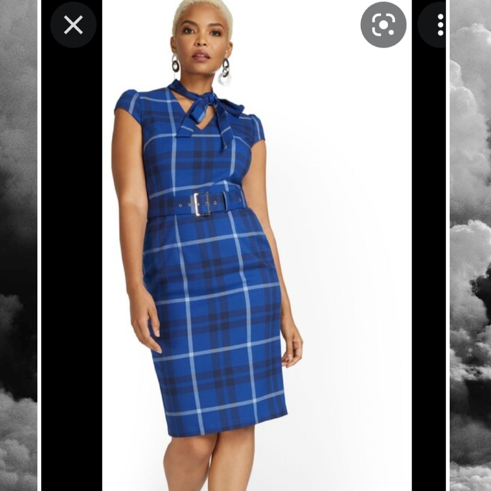 EUC blue plaid dress sz XXL
